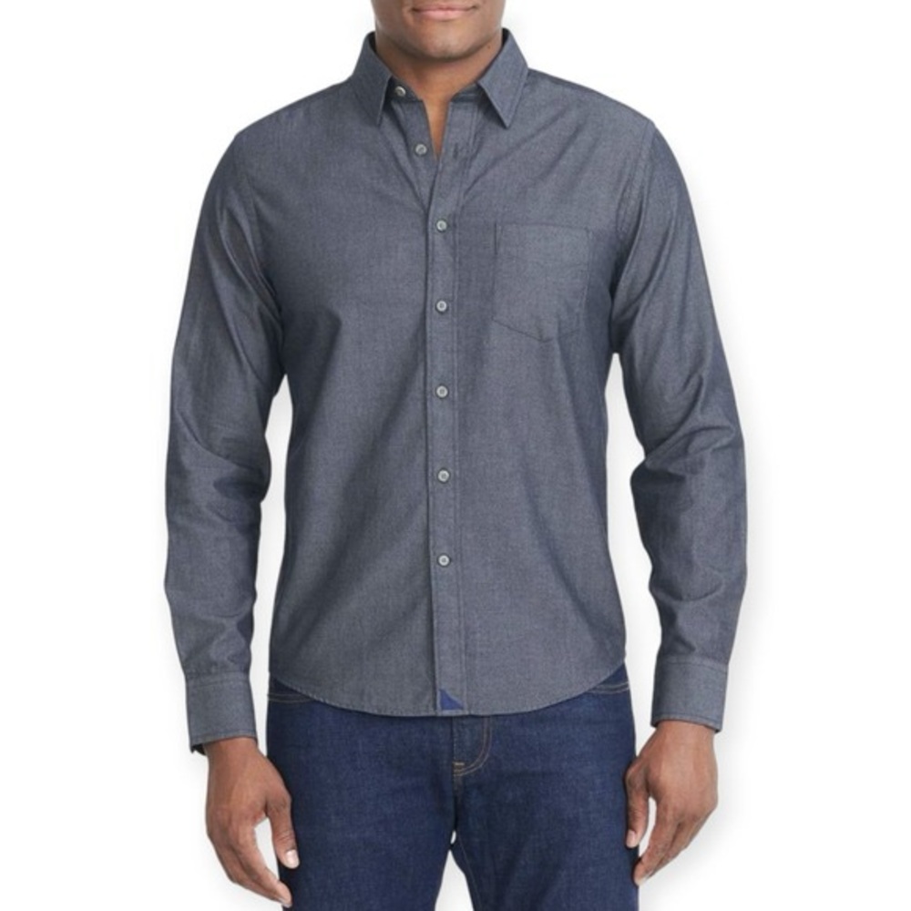 UNTUCKit | Casablanca Gray Chambray Cotton Long Sleeve Shirt in Grey Size Large
